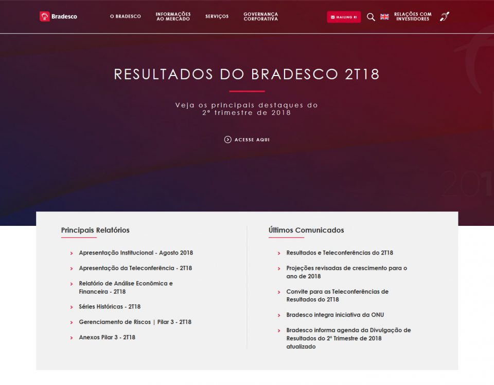 Mais um Projeto entregue: Bradesco RI 15 G Bradesco RI